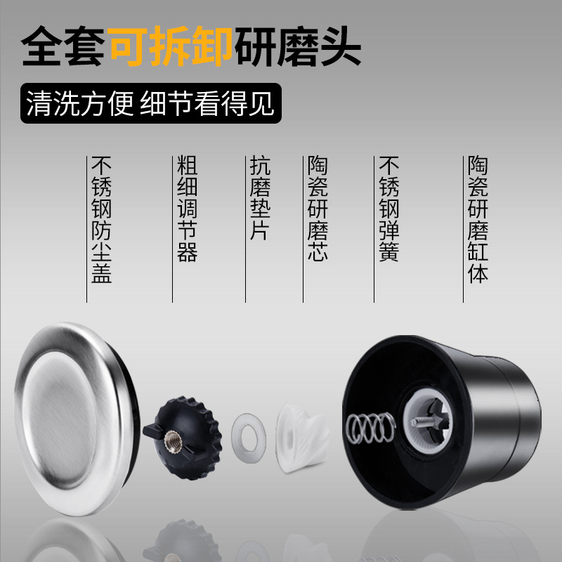 304 stainless steel pepper grinder household Sichuan pepper sea salt grinding bottle glass seasoning bottle manual grinder