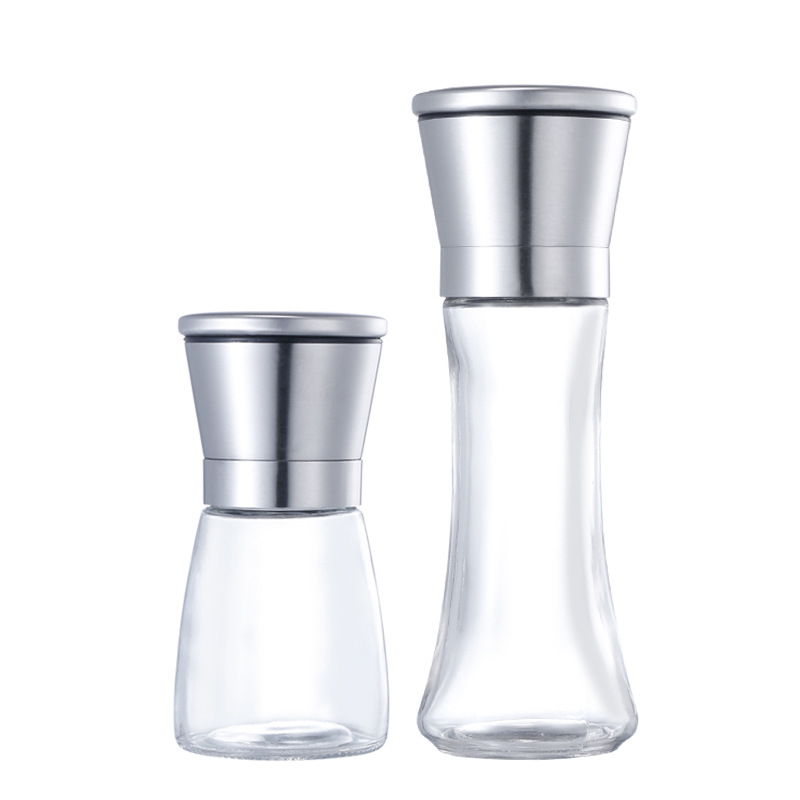 304 stainless steel pepper grinder household Sichuan pepper sea salt grinding bottle glass seasoning bottle manual grinder