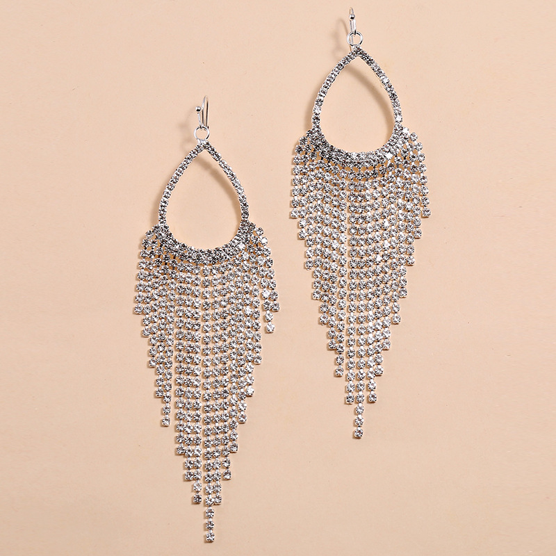 Accessories Women's Drop Earrings Tassel Rhinestone Claw Chain Full Diamond Earrings