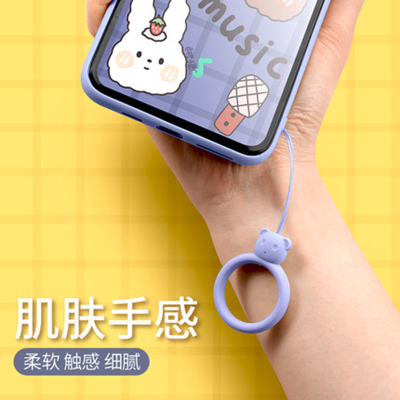Silicone Ring Lanyard Cartoon Bear Liquid Silicone Phone Case Earphone Case USB Drive Short Pendant Hand Warmer Keychain