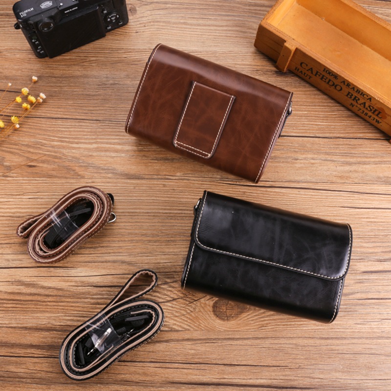 Leather case for Canon G7x3 G5X2 Sony ZV1 RX1007 LX10 ZS220 Ricoh GR2 universal camera bag