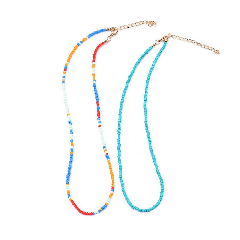 New product ZA Bohemian style handmade beaded flower necklace set seaside vacation style accessories