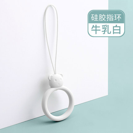 Silicone Ring Lanyard Cartoon Bear Liquid Silicone Phone Case Earphone Case USB Drive Short Pendant Hand Warmer Keychain