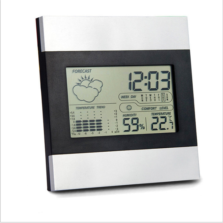 LCD indoor weather clock, thermometer, hygrometer, calendar clock, desktop silent snooze alarm clock, wall clock