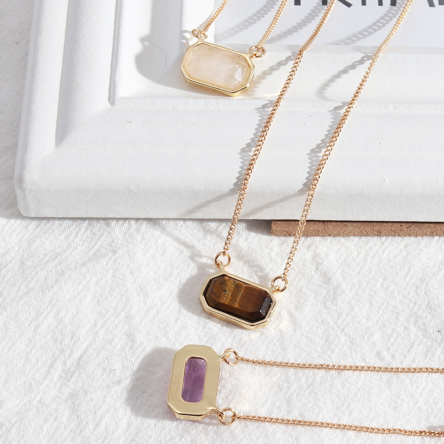 Design Accessories Sweet Candy Color Short Natural Stone INS Style Niche Necklace Women