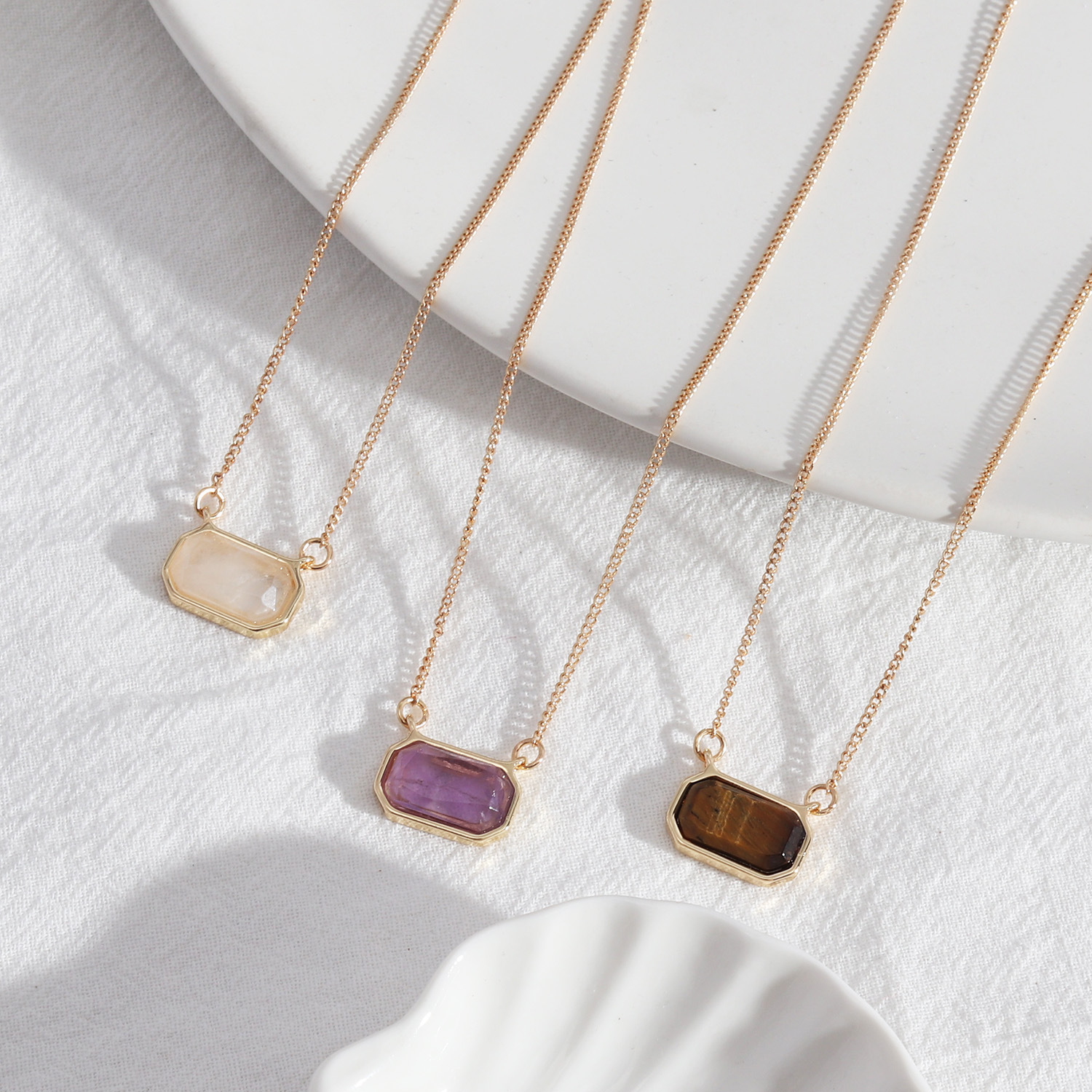 Design Accessories Sweet Candy Color Short Natural Stone INS Style Niche Necklace Women