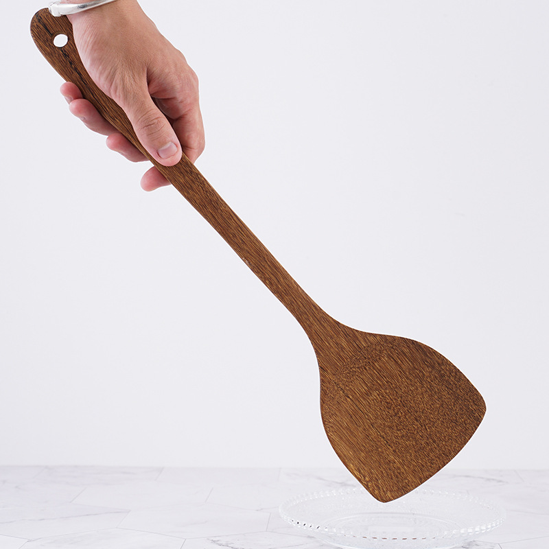 Home Unpainted Chicken Wing Wood Spatula Non-stick Pan Wooden Spatula Long Handle Stir-fry Spatula Wooden Spatula Kitchen Tool Set