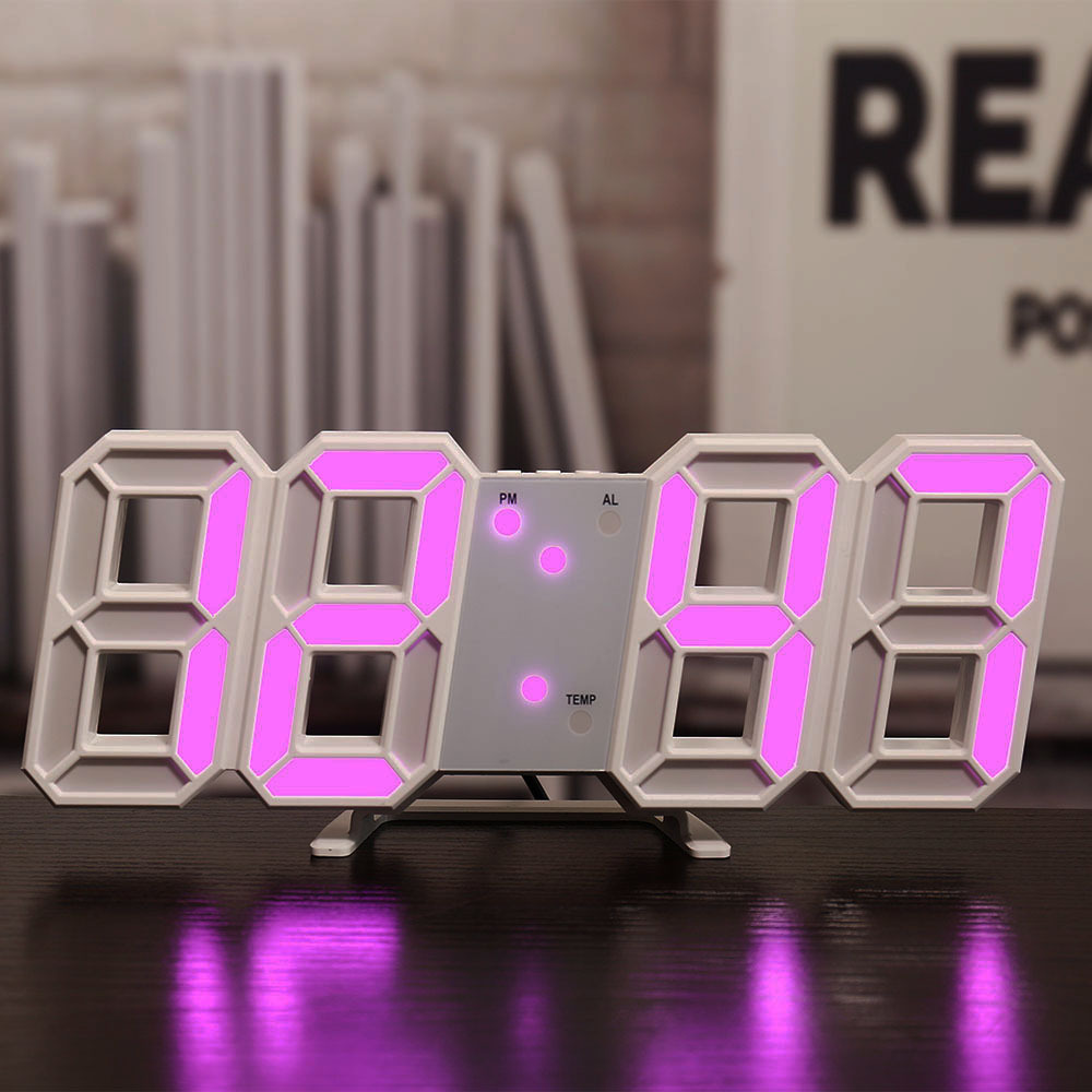 3D Clock Smart LED Digital Alarm Clock Electronic Clock Living Room Wall Clock Indoor Thermometer Alarm