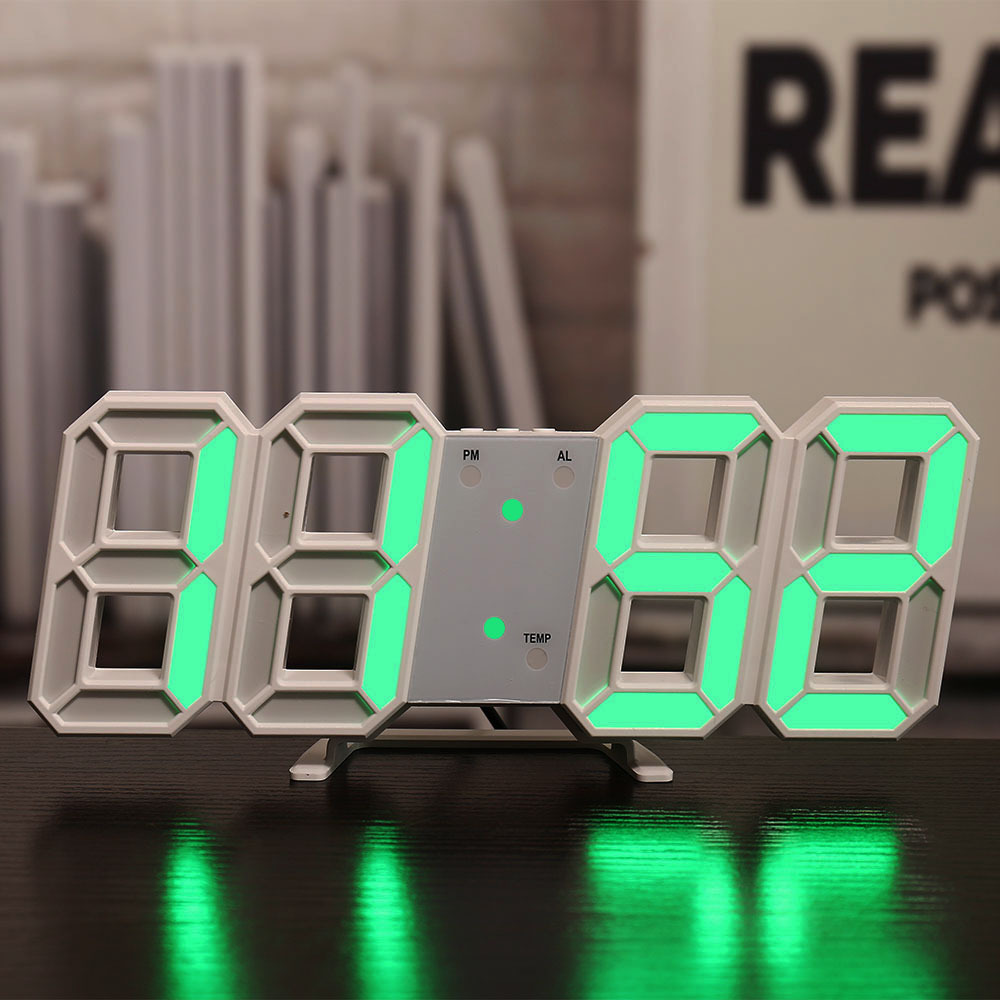 3D Clock Smart LED Digital Alarm Clock Electronic Clock Living Room Wall Clock Indoor Thermometer Alarm