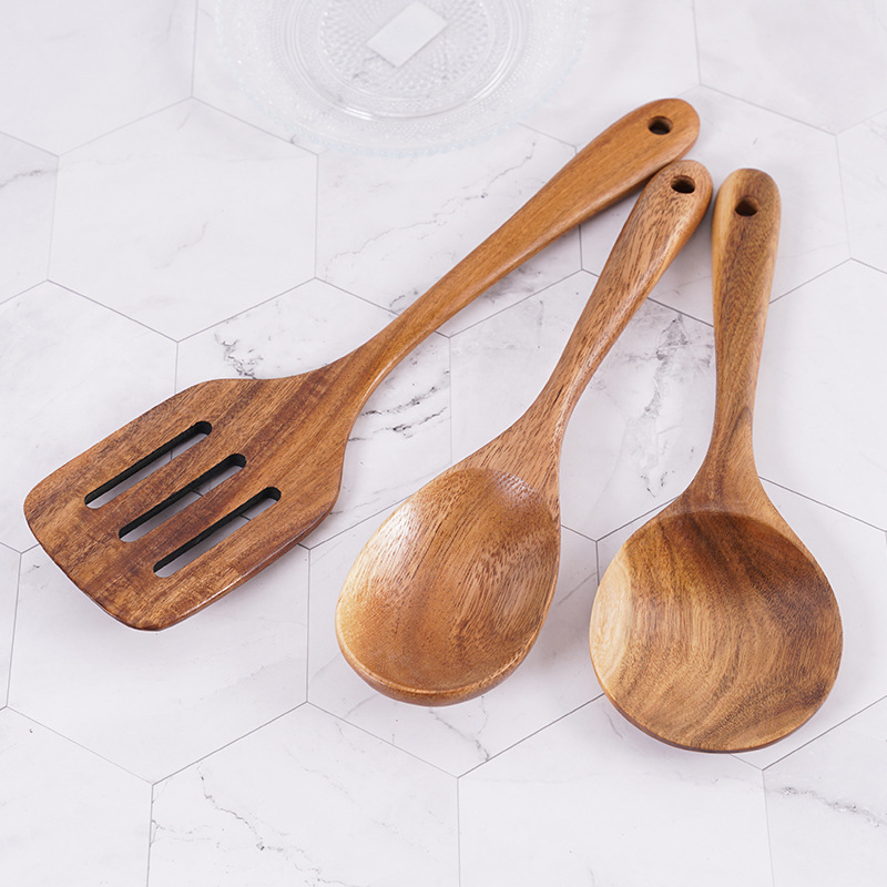 South American Acacia Teak Spatula Soup Spoon Wooden Spatula Slotted Spoon Wooden Rice Spoon Heat-resistant Non-stick Pan Kitchen Tool