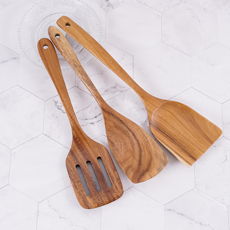 South American Acacia Teak Spatula Soup Spoon Wooden Spatula Slotted Spoon Wooden Rice Spoon Heat-resistant Non-stick Pan Kitchen Tool