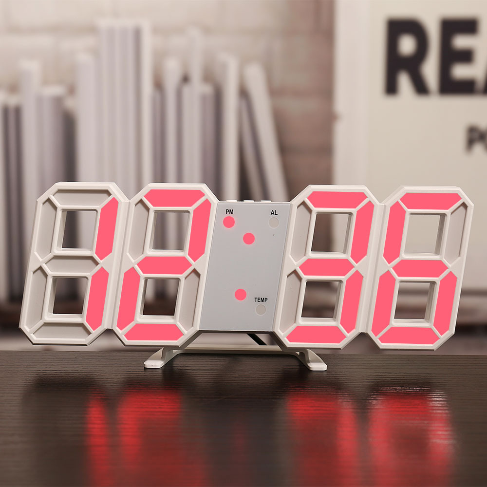 3D Clock Smart LED Digital Alarm Clock Electronic Clock Living Room Wall Clock Indoor Thermometer Alarm