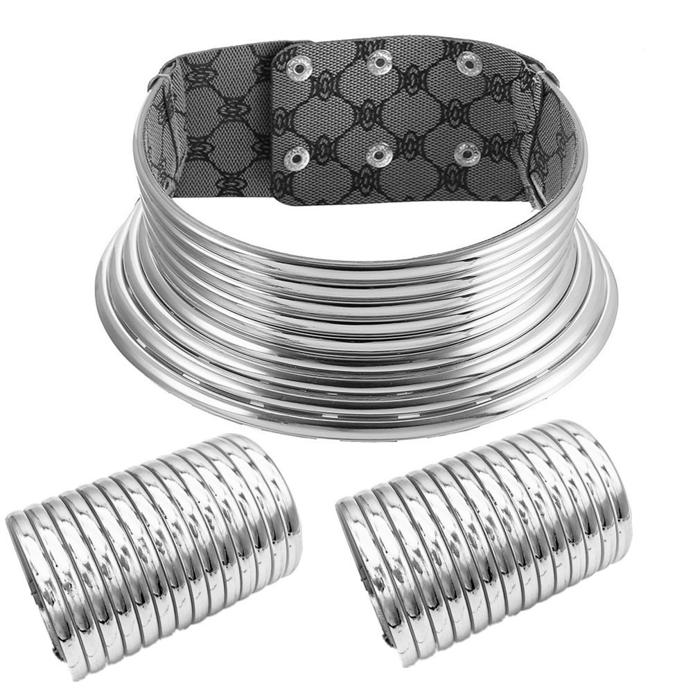 African tribe l collar bracelet set exaggerated necklace double hand ring hand circle combination choker set