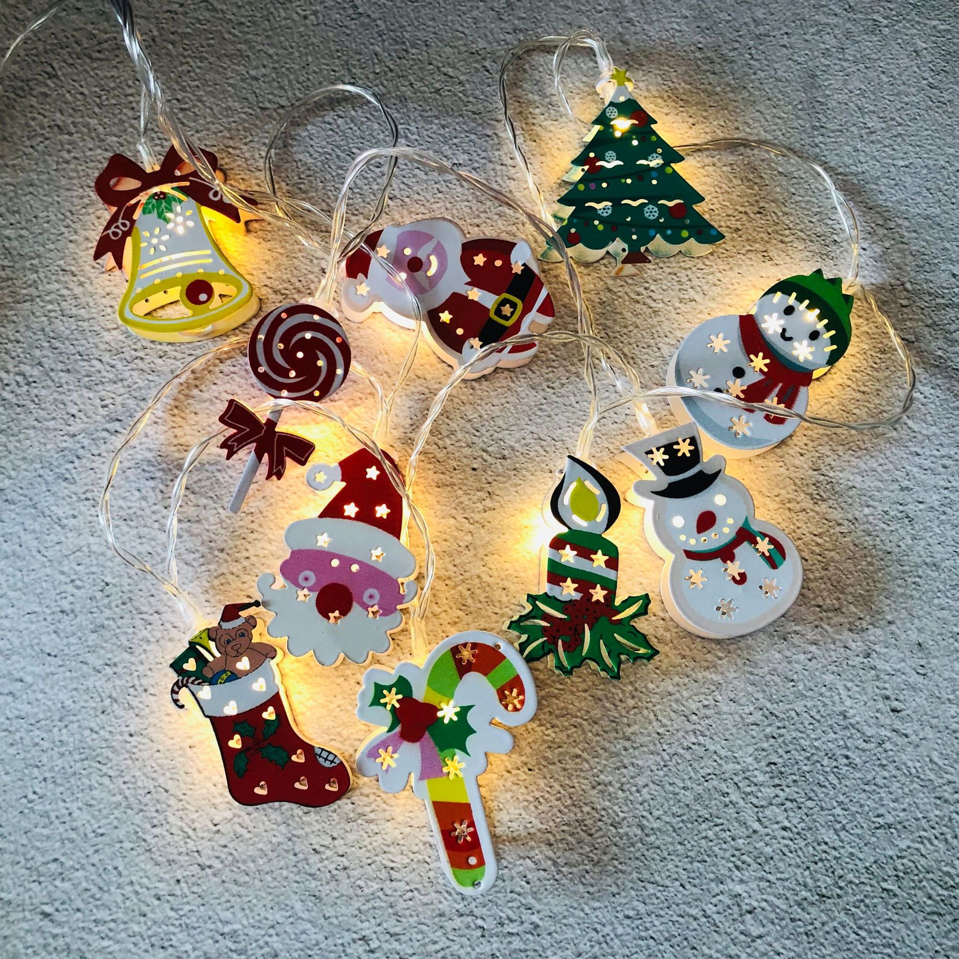New LED Santa Claus Snowman Light String Cane Christmas Tree Light String Sock Snowflake Decorative Lights USB Christmas Set