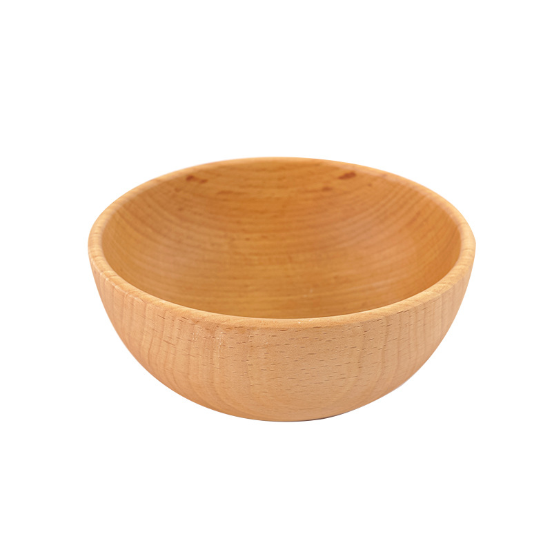 Beech Wood Home Rice Bowl Japanese Wooden Bowl Customizable Engraved Logo Kitchen Tableware Solid Wood Bowl