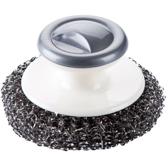 Practical stainless steel handle cleaning ball, kitchen supplies, dishwashing brush, steel wool pot cleaning brush
