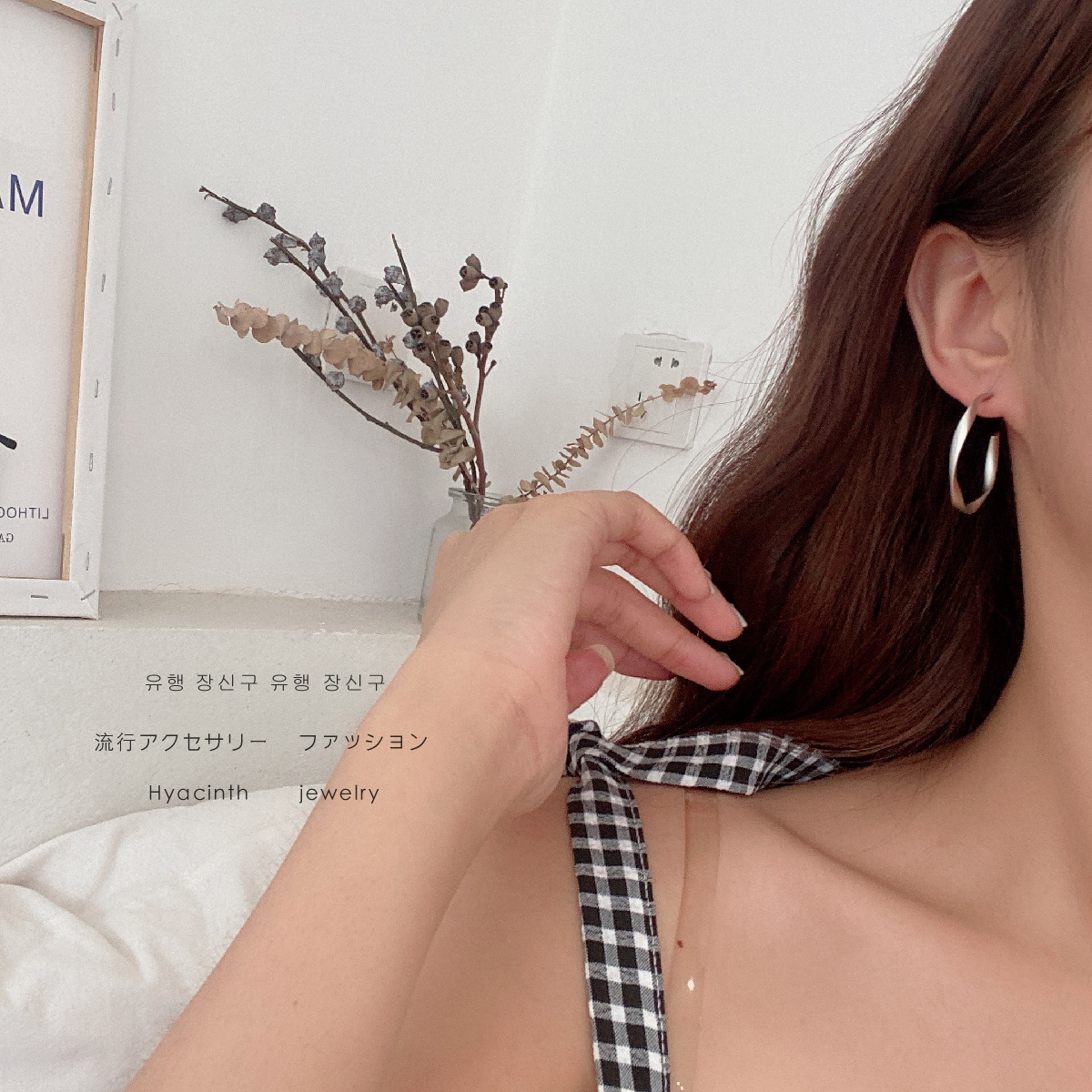 C-shaped circle round face earrings new earring pendant jewelry earring hoop silver needle ear stud