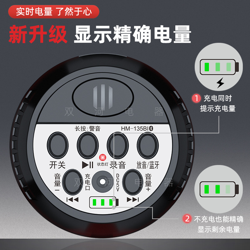 Recordable broadcaster and megaphone in red for sales promotion and voice horn