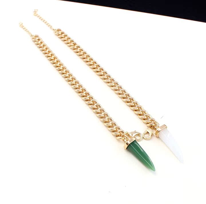 Exquisite ornament, ivory-shaped white and green textured chain minimalist bracelet