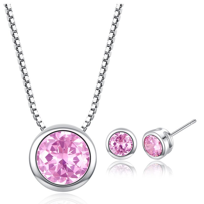 Accessory New Women's Accessory Simple Round Zircon Collarbone Chain Necklace Earring Set