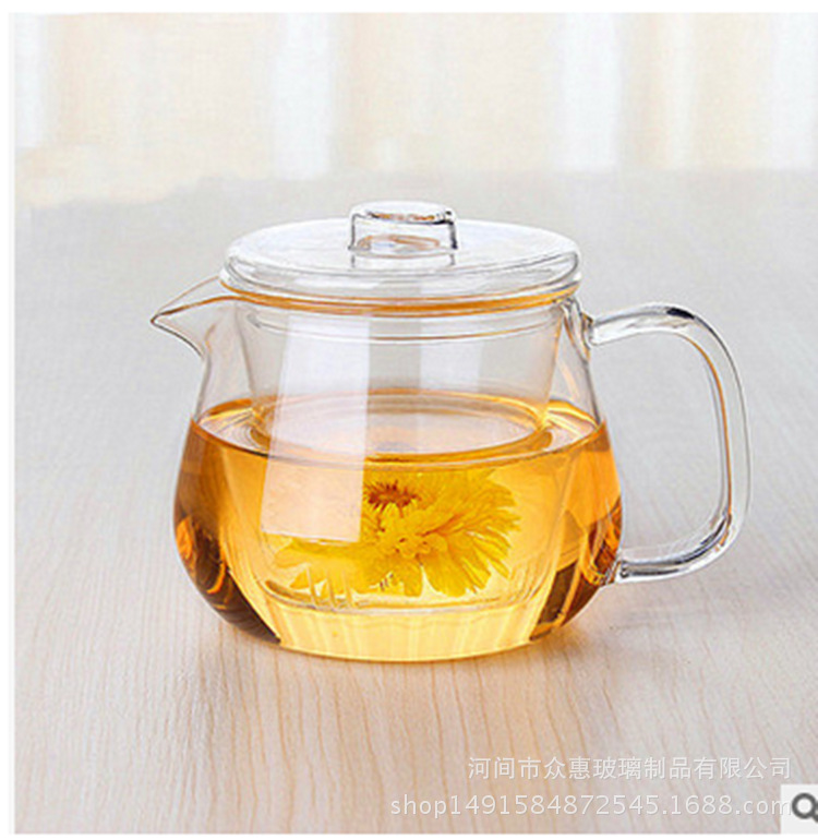 Thickened heat-resistant glass flower tea pot tea set with inner filter, small penguin pot, high borosilicate tea brewing pot
