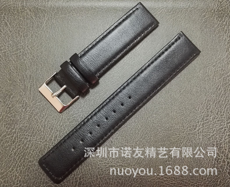 New soft leather genuine thin watch strap flat interface universal men's and women's wristband watch chain 20MM