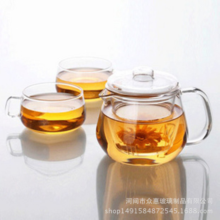 Thickened heat-resistant glass flower tea pot tea set with inner filter, small penguin pot, high borosilicate tea brewing pot