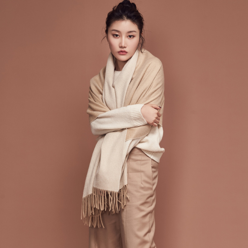 Inner Mongolia water wave women's double-sided pure cashmere shawl autumn and winter cold-proof warm scarf throw blanket
