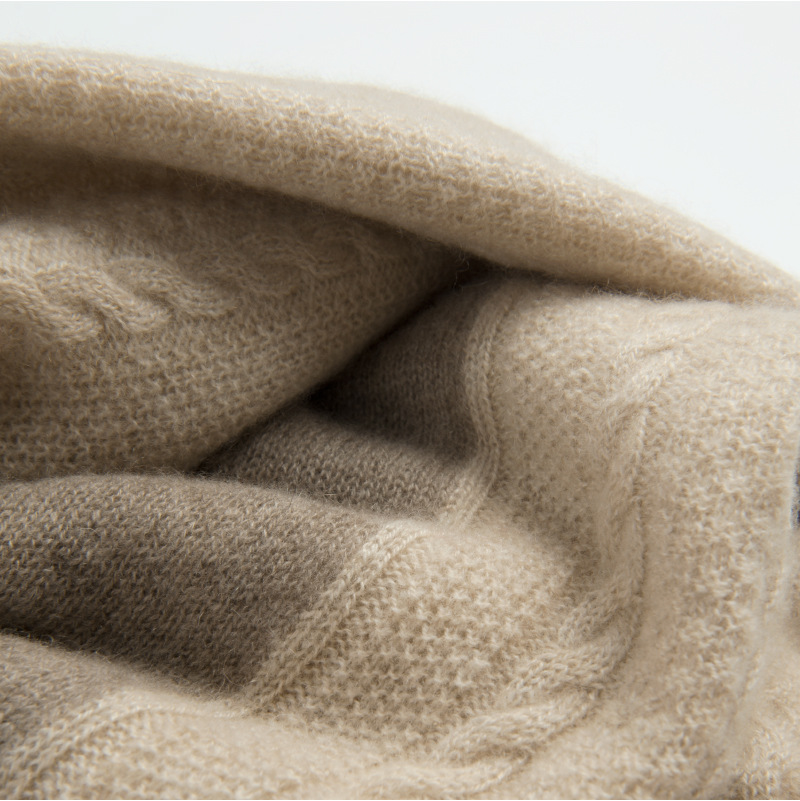 Inner Mongolia pure cashmere three-color color-blocked knitted scarf women's contrast color shawl neck warmer