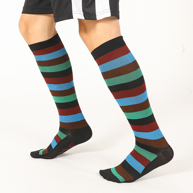 Socks, men's casual sports mid-calf socks, breathable and sweat-absorbing women's striped long socks imitation nylon socks
