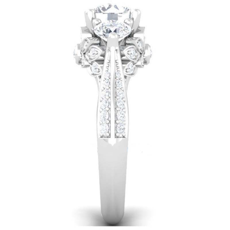 JZ066 Exaggerated Large Diamond Ring with Square Three-Diamond Series, Extravagant Court Flowers 80-Point Ring