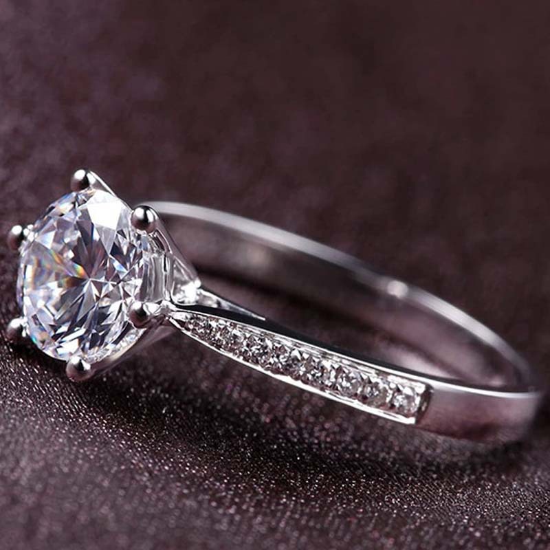 JZ010 Simulated diamond 1 carat wedding ring proposal ring women's ring eight hearts eight arrows cubic zirconia gold-plated six-claw diamond ring
