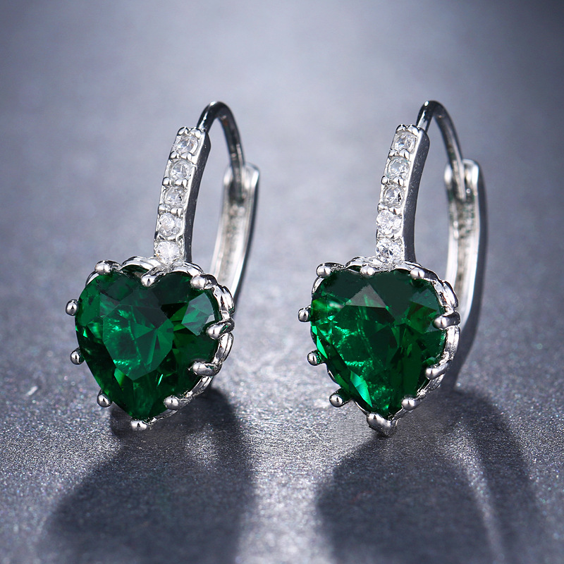 Heart-shaped zirconia earrings for women, simple, student, fresh, forest style FD24679717