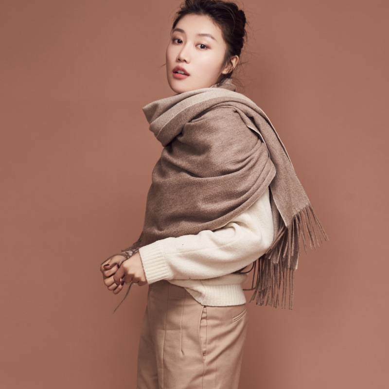 Inner Mongolia water wave women's double-sided pure cashmere shawl autumn and winter cold-proof warm scarf throw blanket