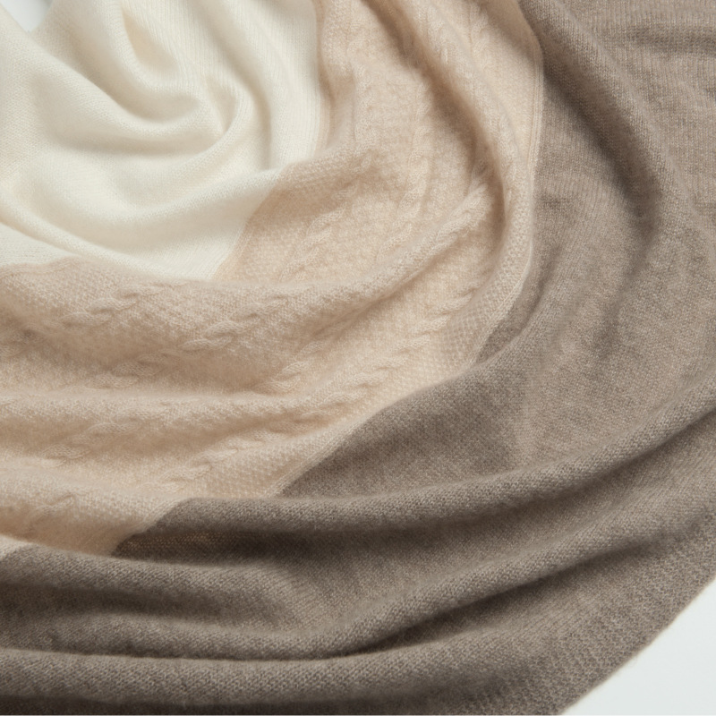 Inner Mongolia pure cashmere three-color color-blocked knitted scarf women's contrast color shawl neck warmer