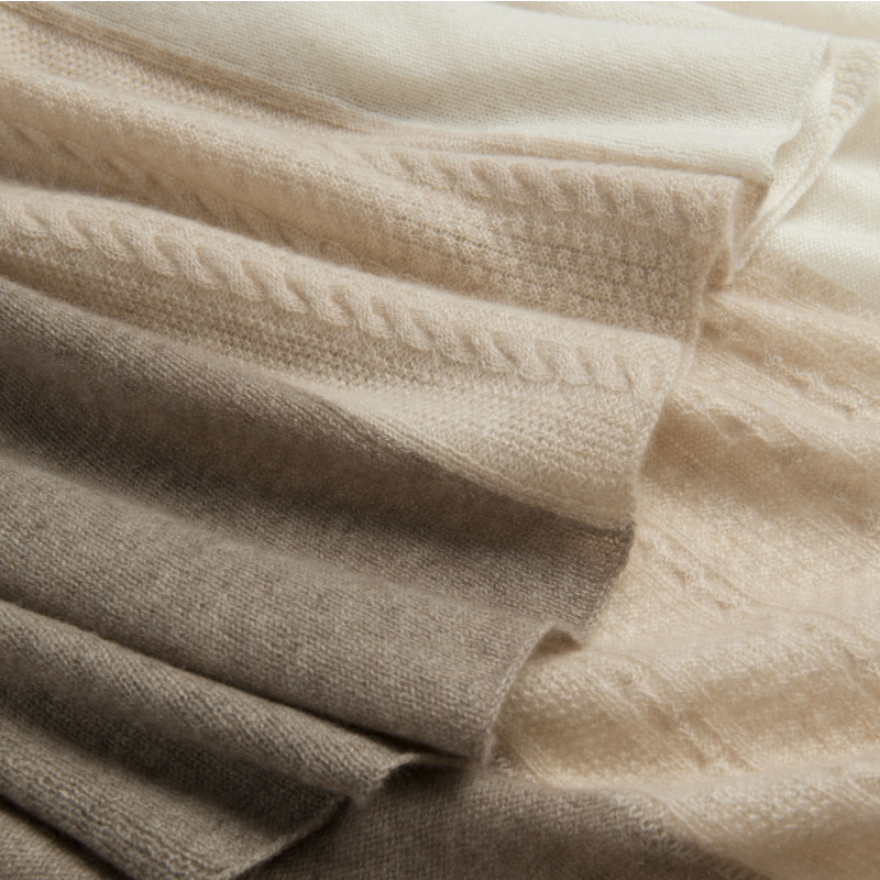 Inner Mongolia pure cashmere three-color color-blocked knitted scarf women's contrast color shawl neck warmer