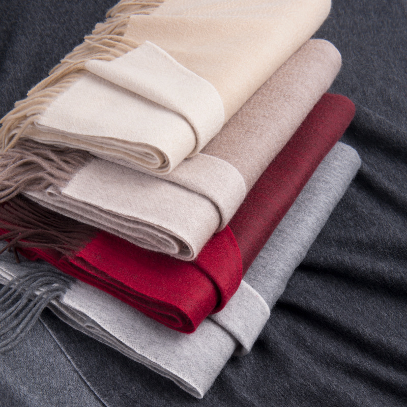 Inner Mongolia water wave women's double-sided pure cashmere shawl autumn and winter cold-proof warm scarf throw blanket