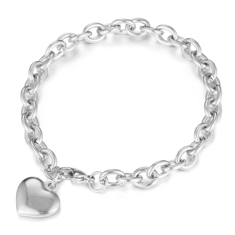 Minimalist stainless steel chain bracelet with polished heart gold-plated bracelet, Valentine's Day bracelet, Mother's Day gift