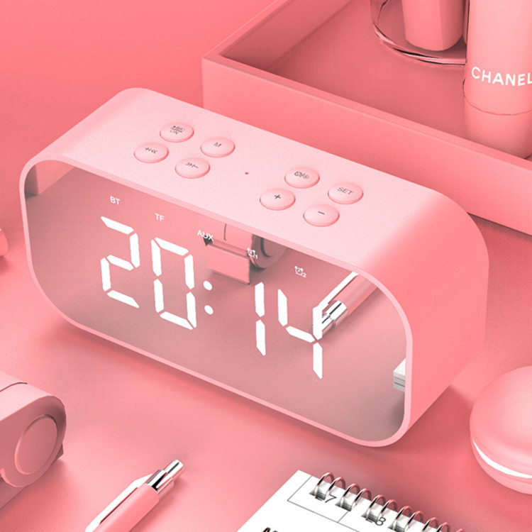 BT501 Bluetooth speaker LED alarm clock wireless mini mirror with screen clock gift card playback bass small speaker