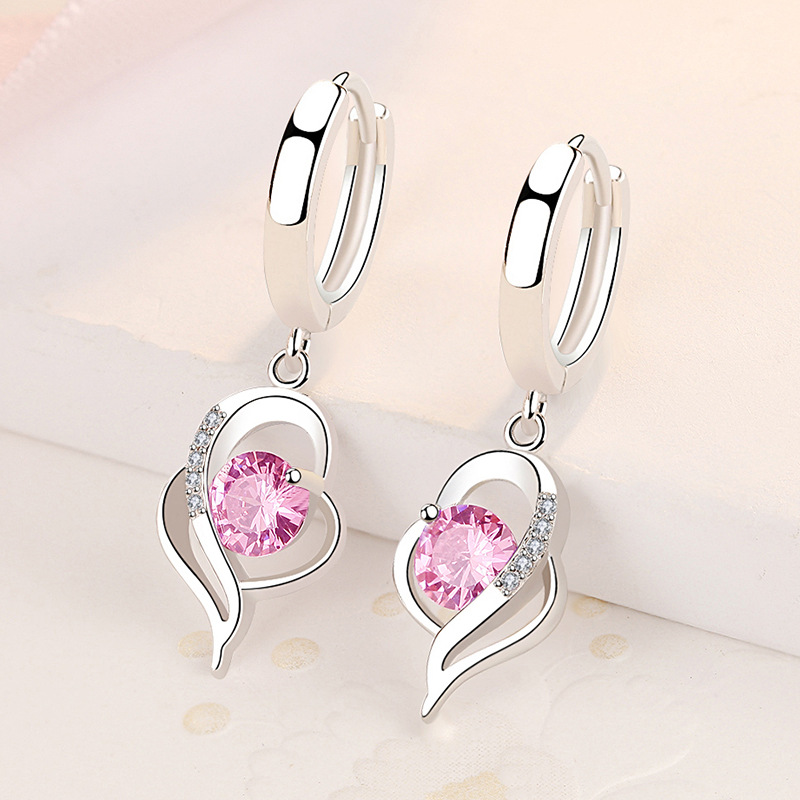 Earrings with you in my heart for women, long new heart-shaped earrings, white copper jewelry