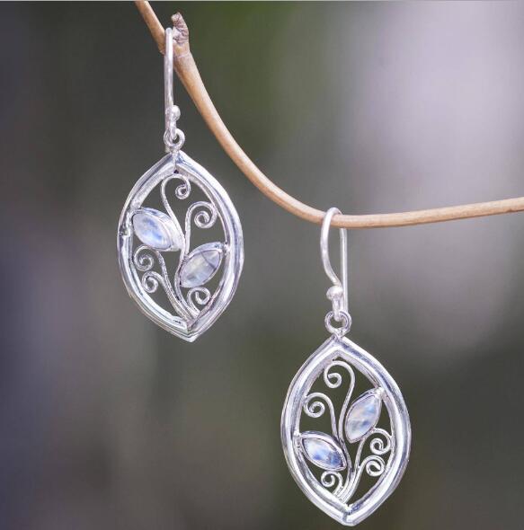 Ruby Topaz Drop Earrings Women's Wedding Moonstone Earrings Jewelry