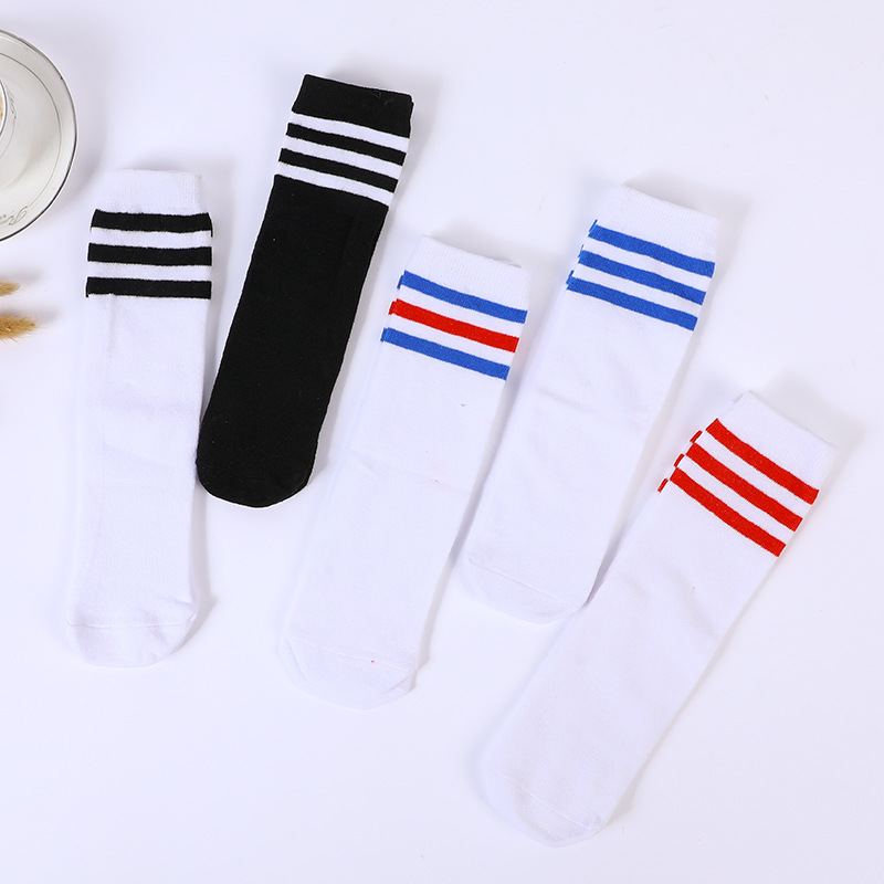 Socks, girls' spring cotton knee-high socks, new high-top student striped