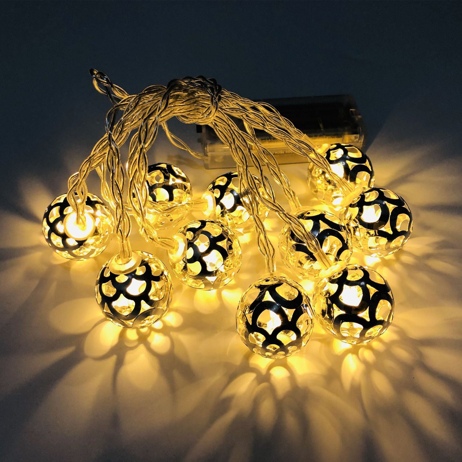 LED Moroccan Pattern Round Ball Light String Christmas Halloween Thanksgiving Room Courtyard Festival Decorative Lights