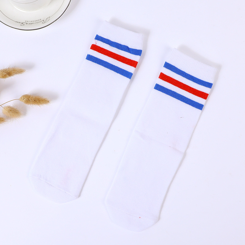 Socks, girls' spring cotton knee-high socks, new high-top student striped