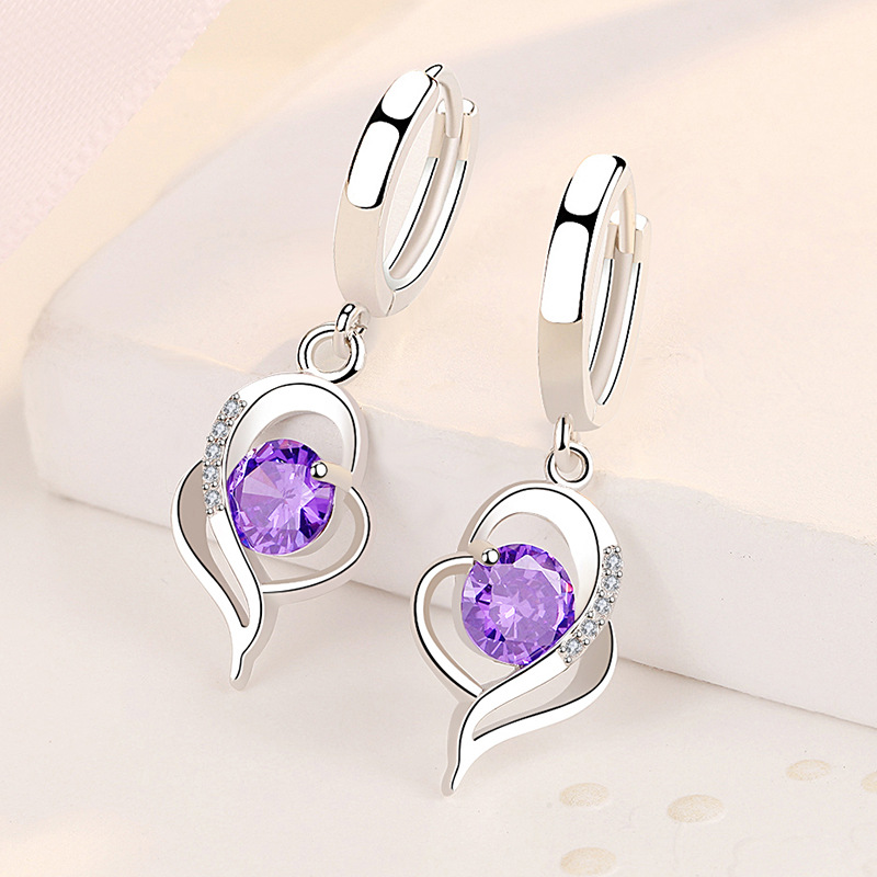 Earrings with you in my heart for women, long new heart-shaped earrings, white copper jewelry