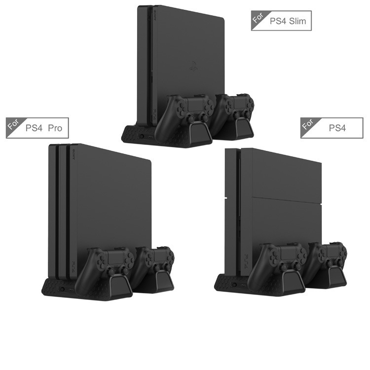 PS4 Slim Pro Game Console Cooling Fan Base Wireless Controller Dual Charger Game Disc Holder TP4-882