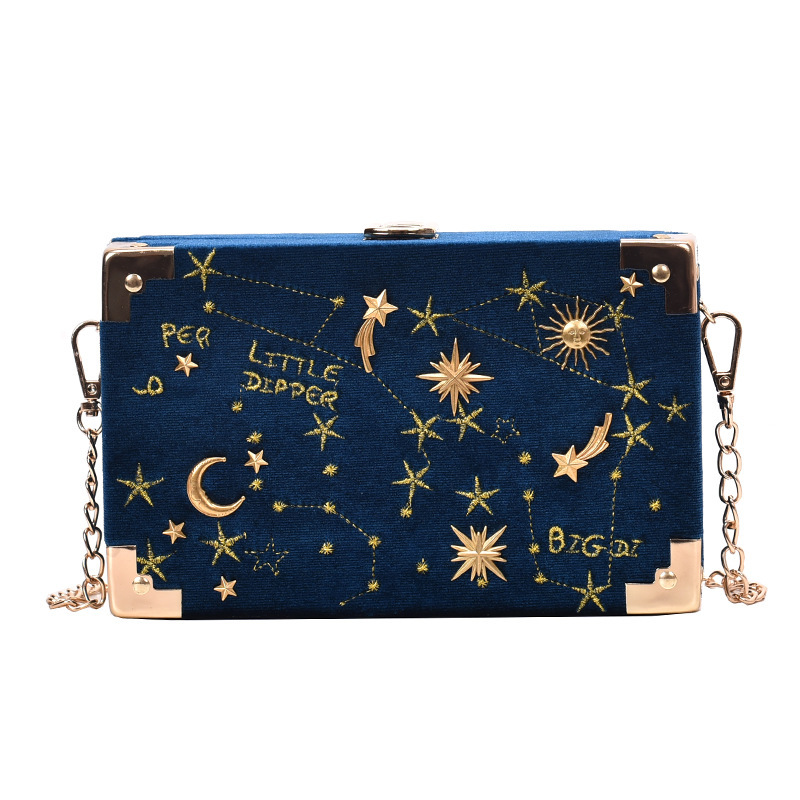 2026 New Velvet Box Bag Starry Small Square Bag Single Shoulder Chain Simple Crossbody