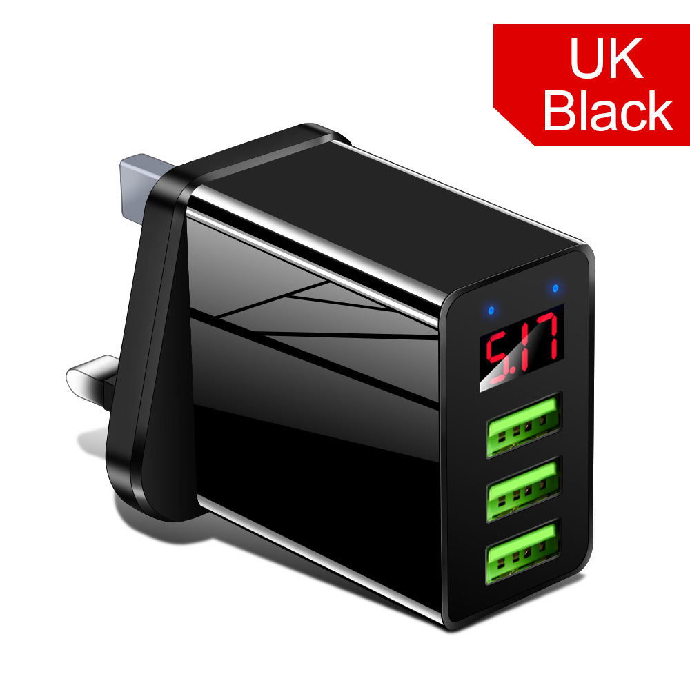 3USB Display Phone Charger EU US UK Plug Wall Charger Travel Charger