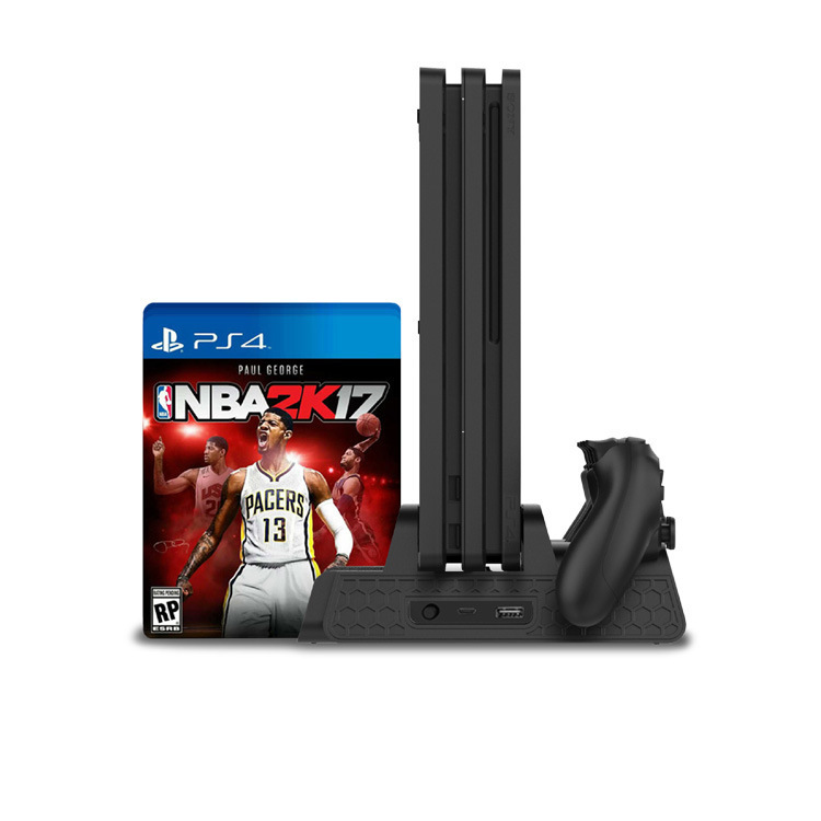 PS4 Slim Pro Game Console Cooling Fan Base Wireless Controller Dual Charger Game Disc Holder TP4-882