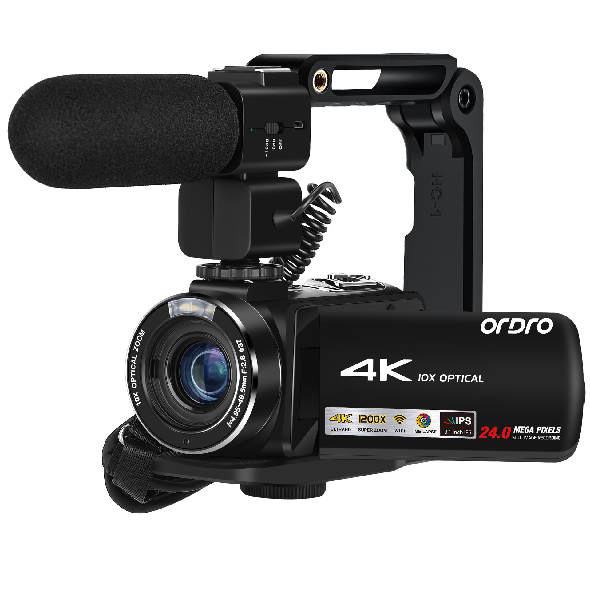 Ordro AC7 HD 4K Digital DV Conference VLOG Photo Video 10x Optical Zoom 1200x Digital Zoom